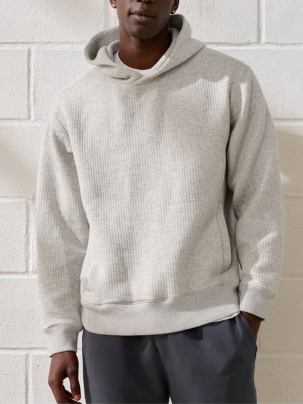 Your personal best YPB Textured Ribbed Popover Hoodie Gray Men’s Size Small NWT